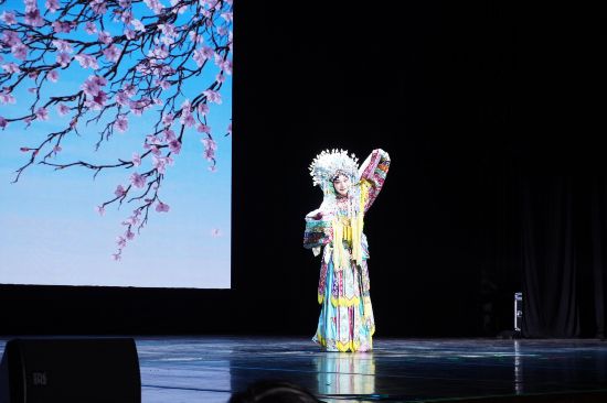 京劇表演藝術(shù)家、梅派男旦傳人胡文閣表演《貴妃醉酒》。人民日報(bào)記者 張洋攝